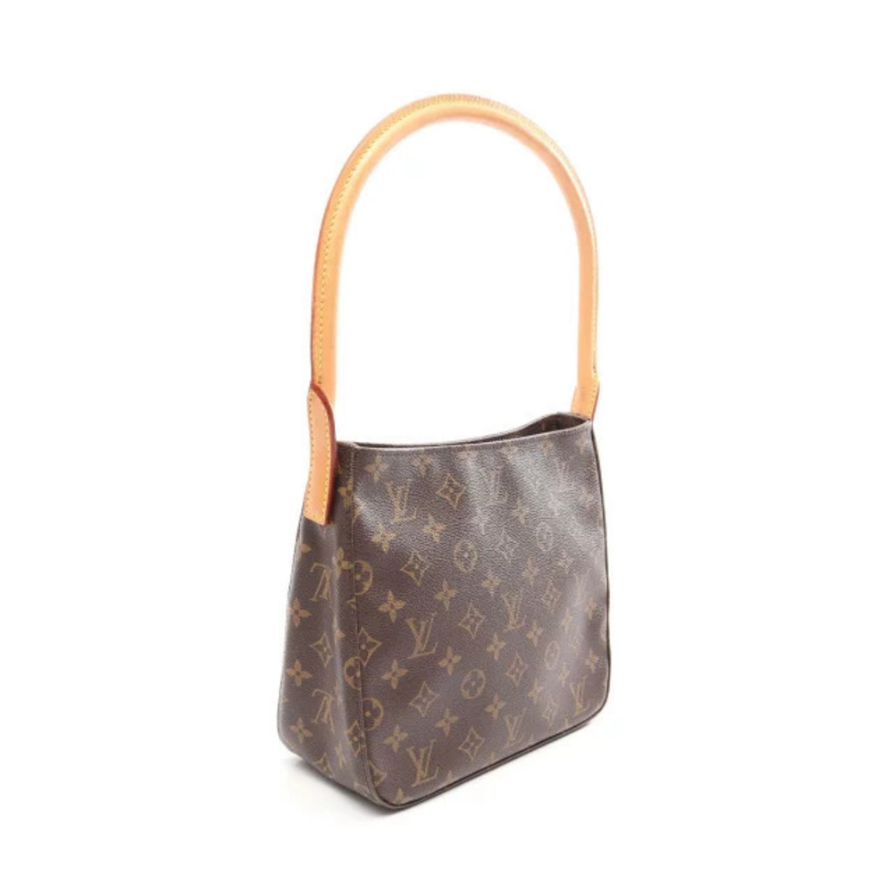 Louis Vuitton Shoulder Leather Bag Looping Canvas Monogram Brown